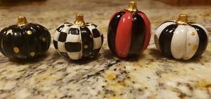 4 Hand painted mini Pumpkins